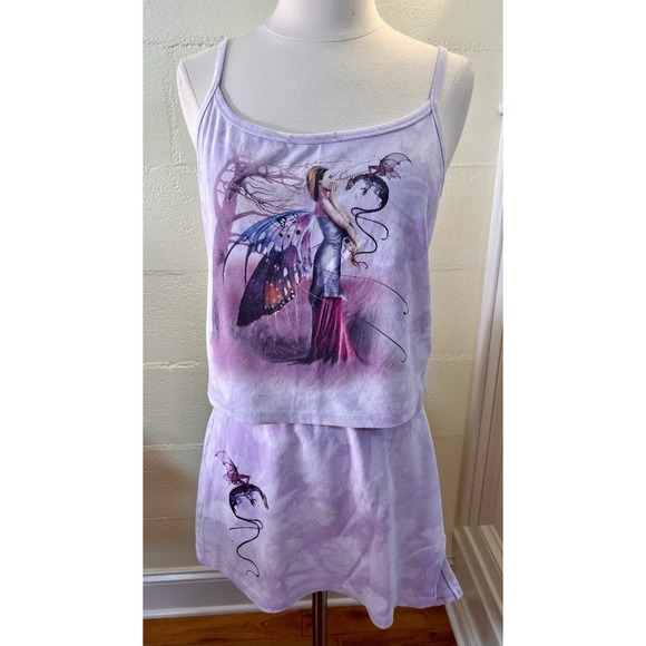 Vtg 2YK The Mountain X Dolls Kill Fairy‎ & Dragon Skirt Set With Tank Top Sz XXL - Picture 8 of 10